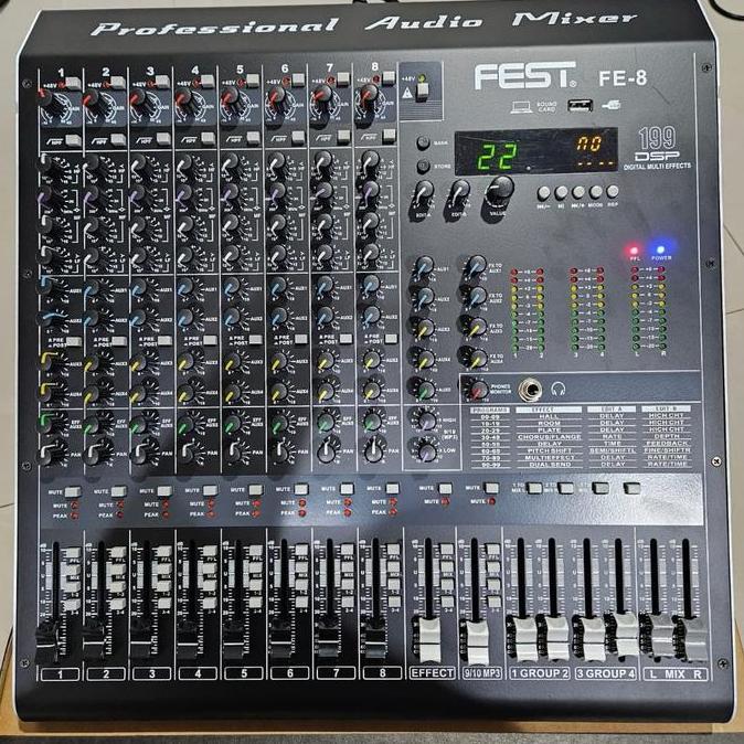 Promo Mixer Audio Fest Fe-8 Original Efek Digital 199Dsp Soundcard Monitor
