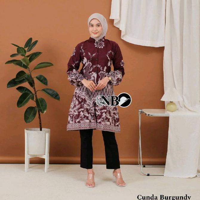 OOTD Tunik Batik Wanita Modern | Atasan Fashion Baju Muslim Wanita Tunik | Baju Batik Wanita Panjang