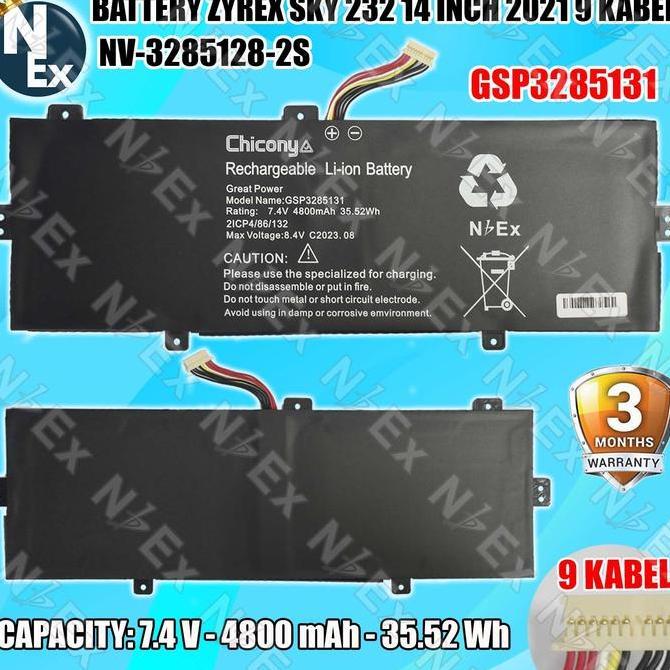BEBAS ONGKIR - BATTERY ZYREX SKY 232 14 INCH 2021 9 KABEL NV-3285128-2S ORI