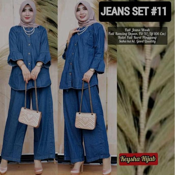 DIBAS_TAVE  - SET JEANS KULOT BLOUSE WANITA DEWASA SETELAN BAJU MUSLIM ATASAN CELANA