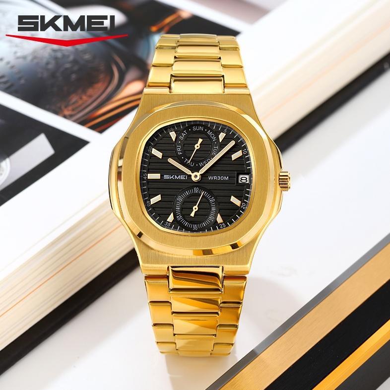 MURAH SKMEI 2423 Jam Tangan Pria Analog Chronograph Tali Stainless Steel MGOS