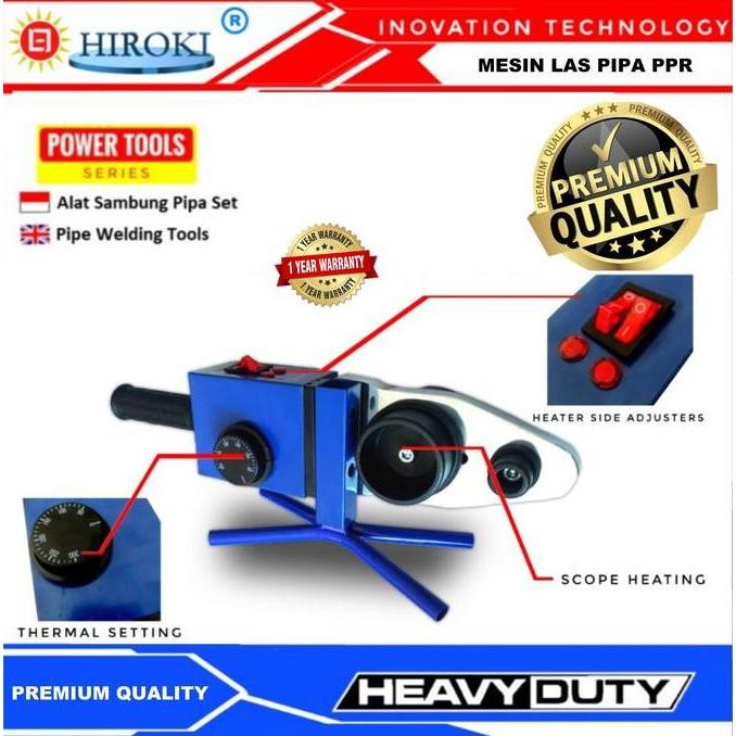 Promo Hiroki Mesin Las Pipa Ppr 20 63 Mm Besar 1500 Watt Timer Pemanas Heater Trafo Las Pvc
