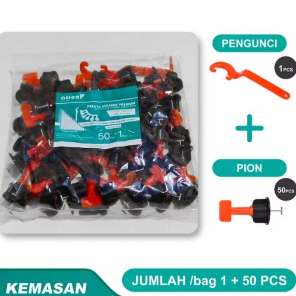 Perata Keramik Asteel 1Mm Tile Laveling Sistem Isi 50Pcs - Alat Perata Pasang Keramik