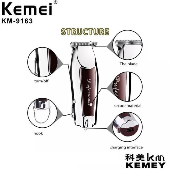 KEMEI 9163 Alat Cukur Rambut Kemei KM-9163 Hair Clipper Trimmer KM 9163 Wireless Mesin Cukur Elektri