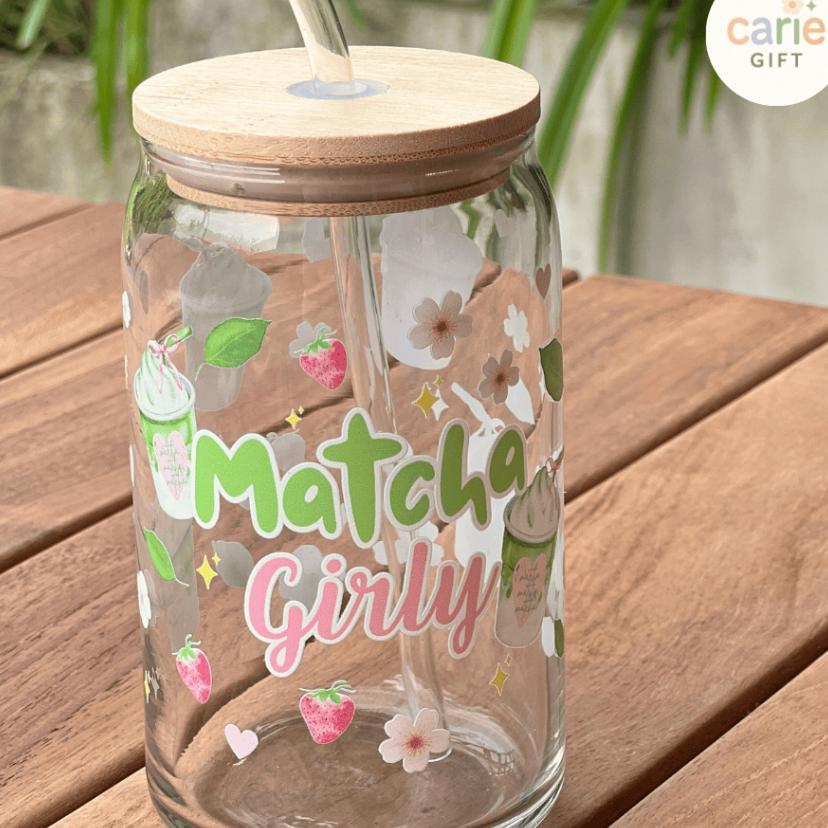 Carie Gift - Gelas Aesthetic | Gelas Matcha | Gelas Aesthetic Korea | Gelas Lucu Ala Korea | Hadiah 