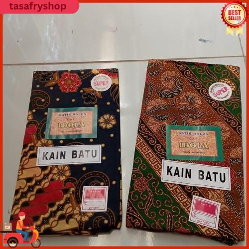 Paket 2 Pcs Kain Batik Idola Sogan Putih Dan Warna Bahan Pe Tipis Jarit Batik Samping Kebat Kain Mel