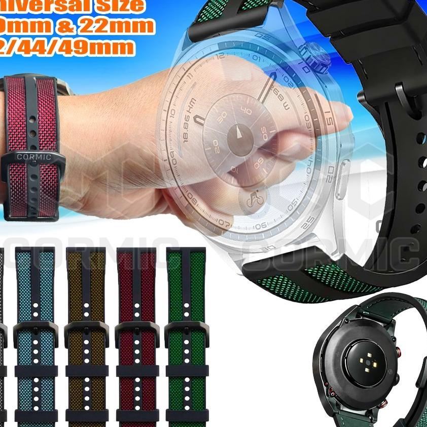 Strap Smartwatch Flame Woven Cormic Tali Jam Tangan Canvas Rubber 22Mm 20Mm 18Mm 24Mm 26Mm Universal