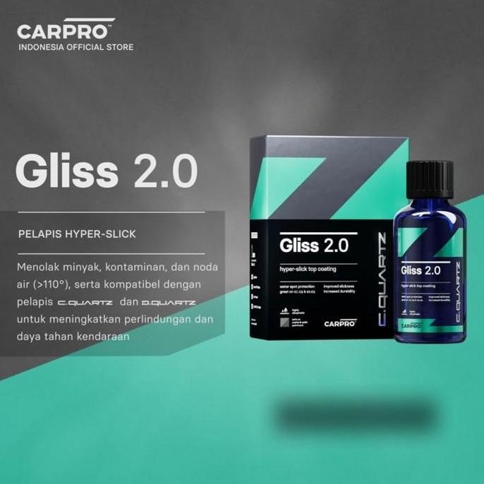 Murah Carpro Cquartz Gliss 2.0 - Hyper Slick Top Coat For Cquartz Coating 50 Ml