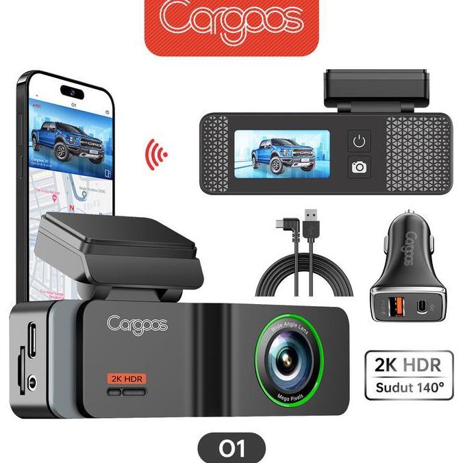 Cargoos O1 Dashcam 2K 1440P Super Night Vision WDR 140° Dash Cam Mobil
