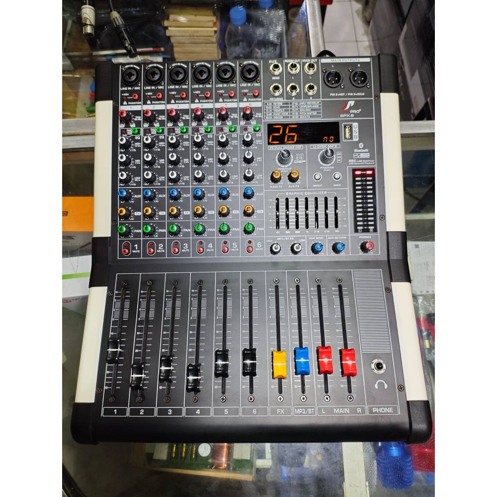 Mixer audio hardwell sound pro spx 6 hardwell soundpro spx6 mixer 6 channel hardwell original
