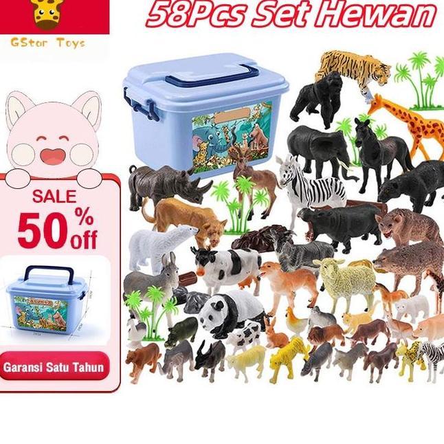 Gstarmainan Kecil Boneka Karet Animal Fure Wild Animal 58Pcs Fure Animal El Toys Furine With Box