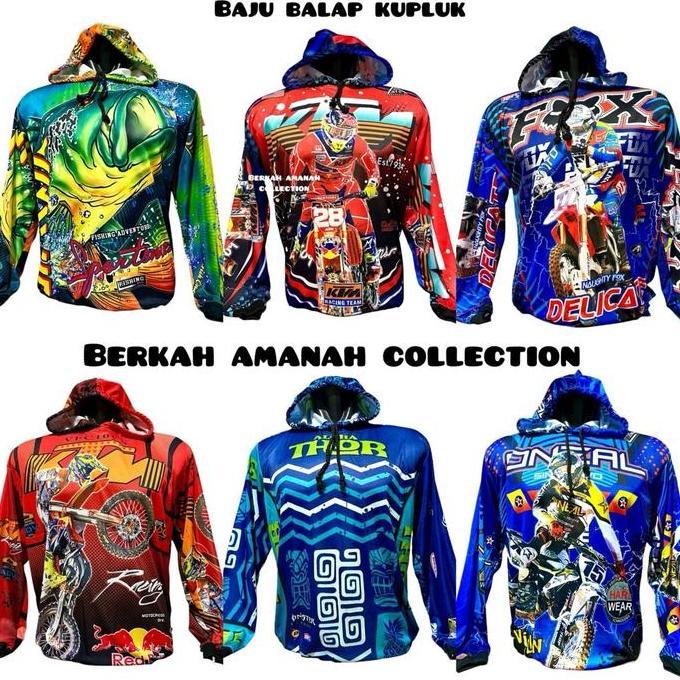 Baju balap dewasa kupluk/ kaos balap topi dewasa/ baju trail motorcross/ jersey balap dewasa/ atasan