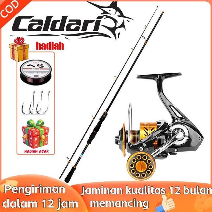CALDARI SET PANCING SPINNING LENGKAP - JORAN KARBON ML POWER + REEL CUMI-CUMI 80KG, ALAT PANCING UNT