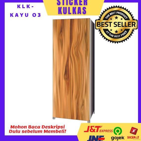 Sticker Kulkas 1 Pintu Motif Kayu/Klk1P-Kayu/Printing Hires/Surabaya