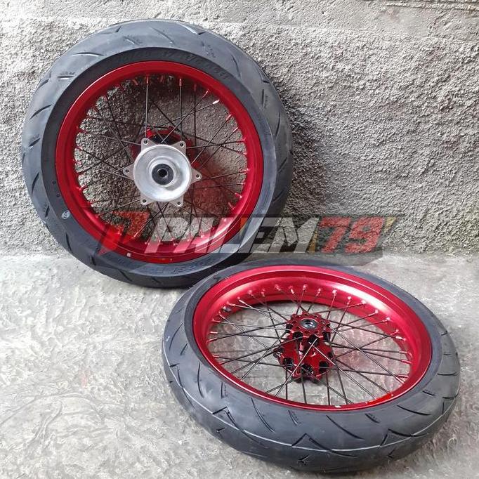 Wheelset Merah CRF 150 Supermoto Ban Corsa CRF150 Velg Expedition RED