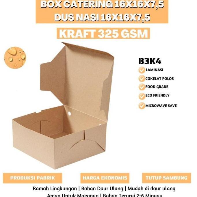 (30 Pcs) Dus Nasi Kotak Katering 16x16 / Box Nasi 16x16 Laminasi / Dus Catering 16x16 / Box Catering