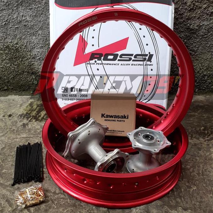 Velgset Merah Supermoto KLX 230 Velg Velk Wheelset Tromol Ori KLX230