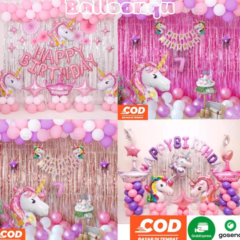 [Paket] Dekor Ulang Tahun Anak Perempuan Balon Happy Birthday