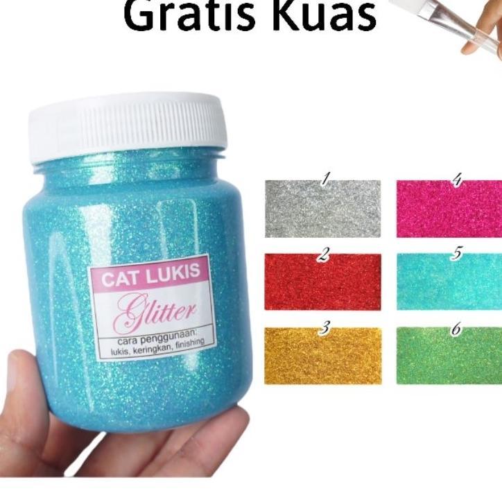 Cat Glitter Siap Pakai (165Ml) Mengkilap Untuk Lukis Kain Kulit Sepatu Kanvas Jeans Tas Baju Kaos Cl