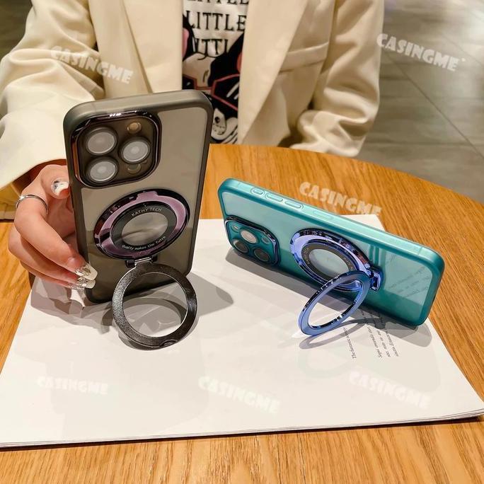 Case untuk 0PP0 RENO 14 5G Soft Case New Design Magnetic Stand Holder Transparent Casing Silikon Hp