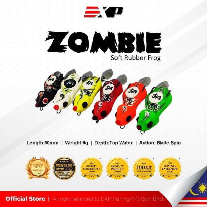EXP ZOMBIE FROG SOFT RUBBER FROG SNAKEHEAD FISHING LURE 50MM 9G BLADE SPINNING UMPAN PANCING IKAN GA