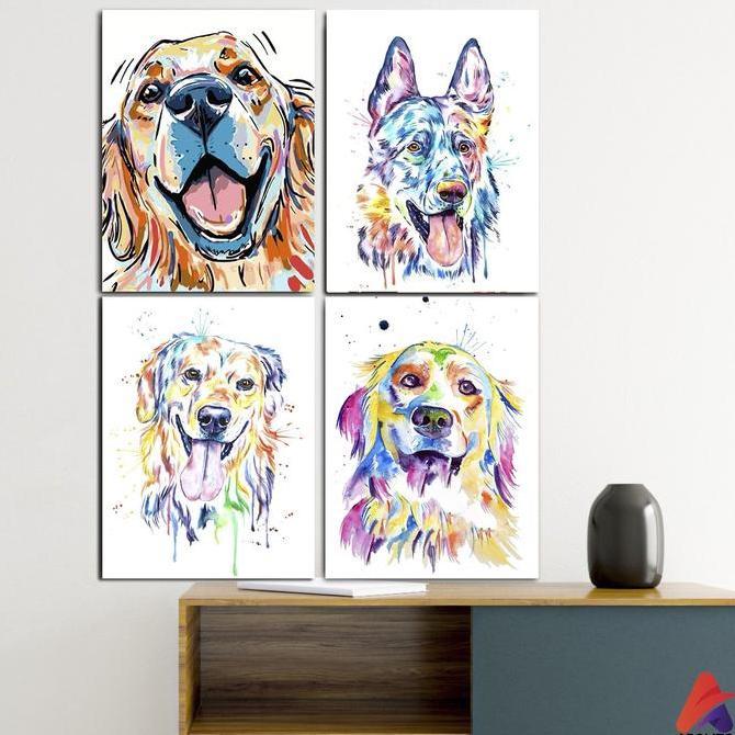 HIASAN DINDING HEWAN ANJING PAJANGAN WALL DECOR POSTER KAYU GAMBAR HEWAN ANJING