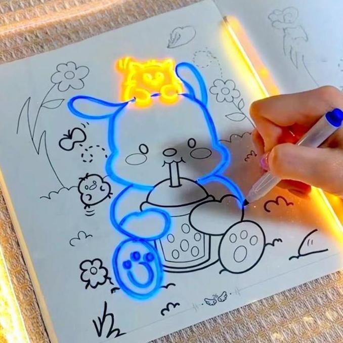 bilgizty - Drawing Papan DIY Acrylic LED/ Board Lampu Papan Melukis Berpendar untuk Anak/ Papan tuli