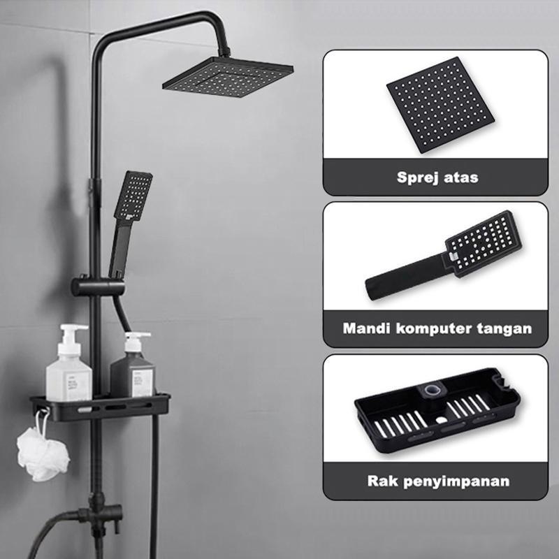 Shower Kamar Mandi 4 Dalam 1 Set Dengan Sprayer Faucet Sprayer / Black Gold Kamar Mandi Shower Set /