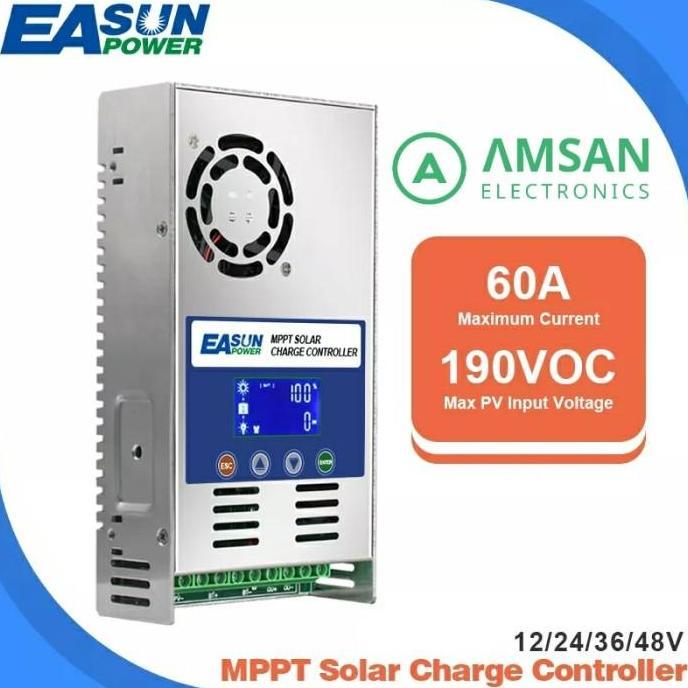 EASUN MPPT 60A Solar Charger Controller Kontroler Surya PLTS Cas Aki