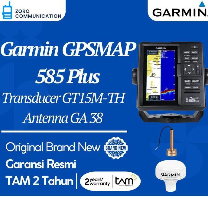 Garmin Gpsmap 585 Plus + Transducer Gt15M-Th + Antenna Ga 38 Fishfinder & Gps Original Garansi Resmi