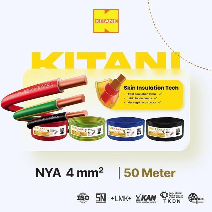 KITANI - NYA 4 mm - 50 Meter - Kabel Listrik Tembaga Kawat