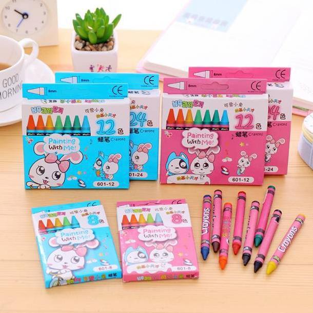 [Store.1234] Crayon 12 Warna Dan Crayon 24 Warna Pensil Cat Warna Alat Seni Lukis.