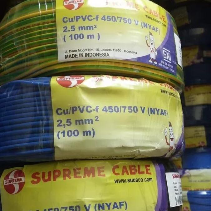 HARGA DISC - Kabel NYAF 2.5 mm Supreme NYAF 1 x 2.5 mm per Roll 100 meter Hitam Biru Merah Kuning Hi