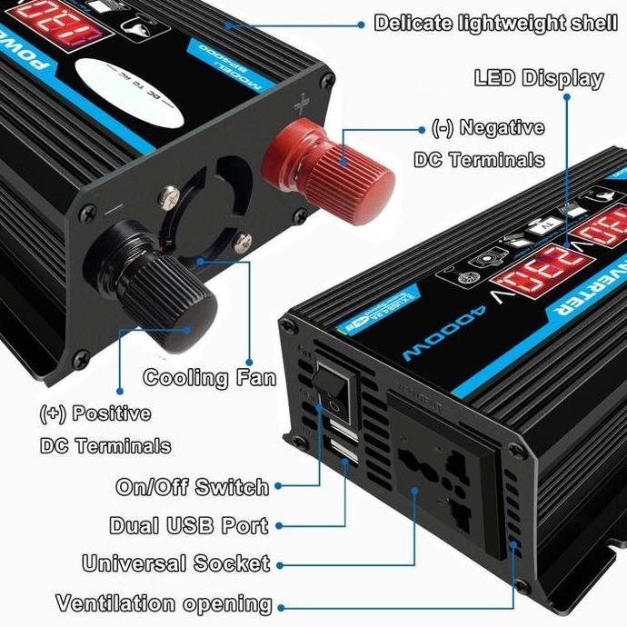 Power Inverter Pure Sine Wave MSW 6000Watt Inverter DC To AC Power Inverter Digital DC 12V/24V To AC