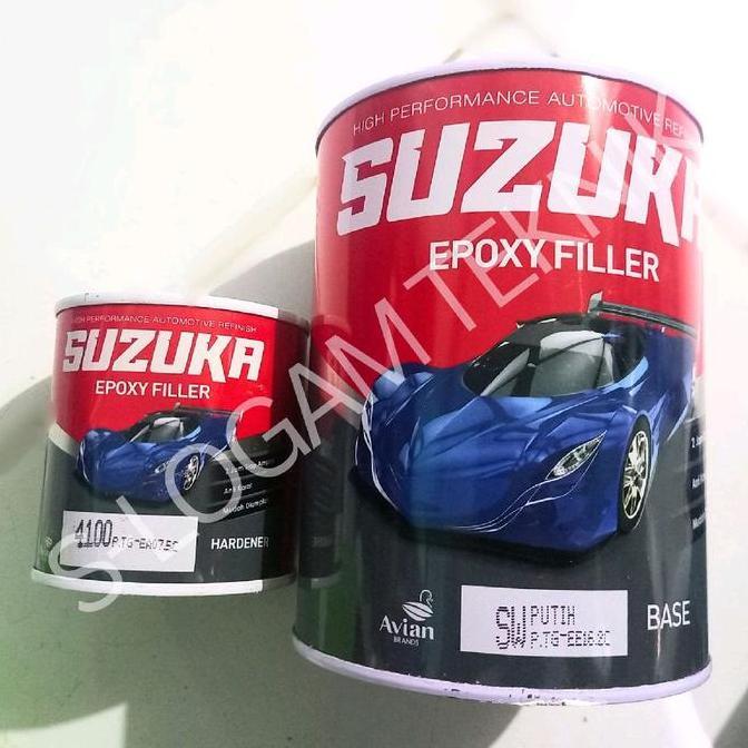 Cat SUZUKA Epoxy Filler Dasar Putih 1kg Set Hardener