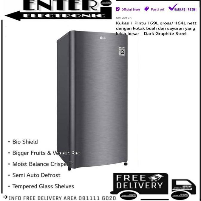 LG GN201CK - LEMARI ES 1 PINTU LG 169L 164L KULKAS 1 PINTU LG GN 201CK