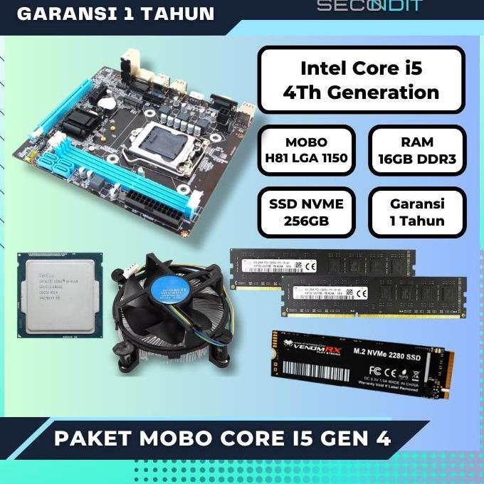 PAKET MOTHERBOARD INTEL CORE i5 4570 4590 RAM 8GB GARANSI 1 TAHUN