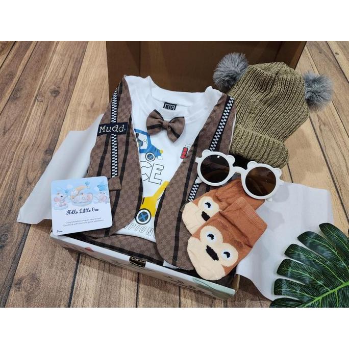 Two Mix - Hampers Bayi Laki Laki Kado Bayi Cowok dj861 Set Jumper Katun Adem Topi Rajut Kaos Kaki Pr