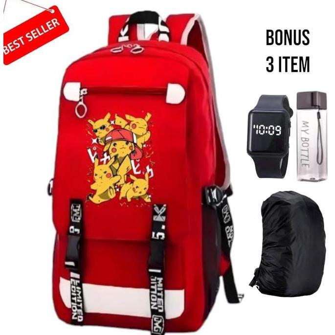 tas ransel pikachu - tas anak karakter pikachu - tas anak gambar pikachu - tas sekolah gambar pikach