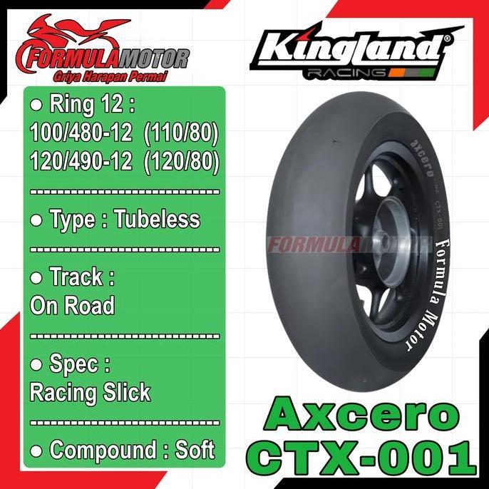 Kingland Axcero CTX-001 Ring 12 Tubeless All Size (Racing Slick) Ban Balap Motor Matic/Mini GP Tuble