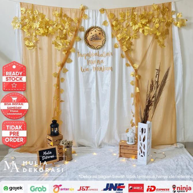 Lebaran Idul Fitri 2023 Backdrop Putih Hiasan Dinding Pesta Rumah Lengkap Taqaballahu Mina Wa Minkum