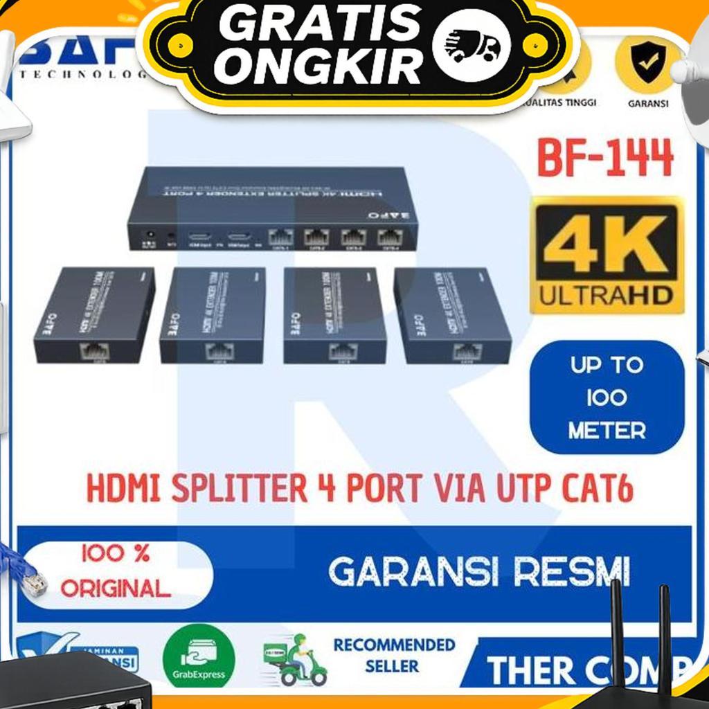 Bafo Hdmi Splitter & Extender Via Utp Up To 100 Meter 4 Port Support 4K 30Hz  Bf-144