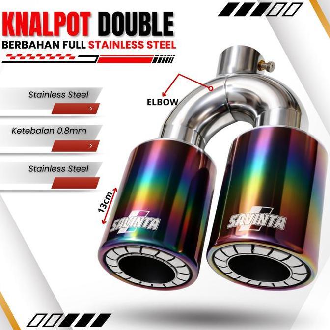 New Product 2026 - SAVINTA MUFFLER Type SECA Rainbow Cabang 2 Dobel Exhasut Stainless Steel Knalpot 