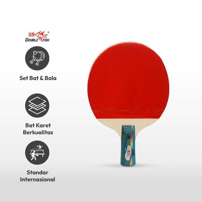 AZKO Double Fish Set Bat Tenis Meja 3A-E Bat Tenis Meja Bat Ping Pong Raket Tenis Meja LA