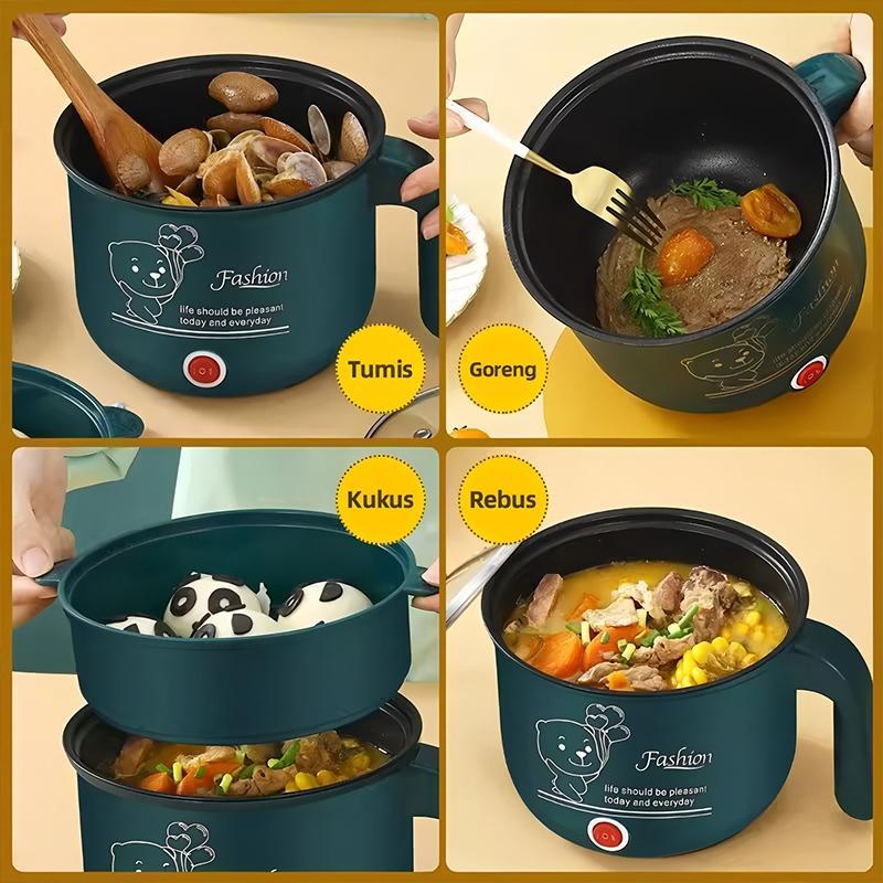 Panci Listrik Elektrik Cooker Stainless Steel Teflon Cooking Pot Rice Cooker Mini