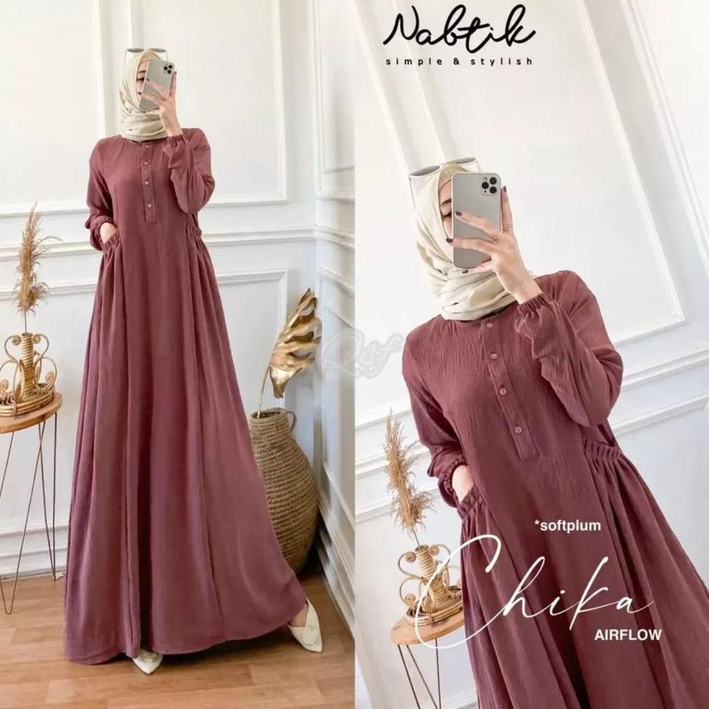 ORIGINAL DRESS CRINKLE/GAMIS CHIKA CRINKLE PREMIUM/GAMIS POLOS KEKINIAN