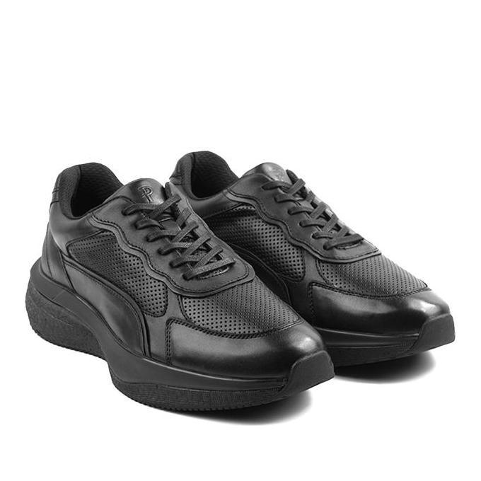 Prabu - Banyu All Black Sepatu Kulit Sneakers Pria Casual