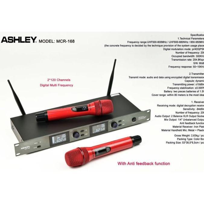 Ajuste- Mic Wireless Ashley Mcr168 / Mcr 168 Produk Ashley Metal