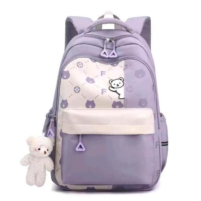 Tas Sekolah Anak Motif Bear Lucu Ransel Anak Perempuan Warna Ungu & Pink