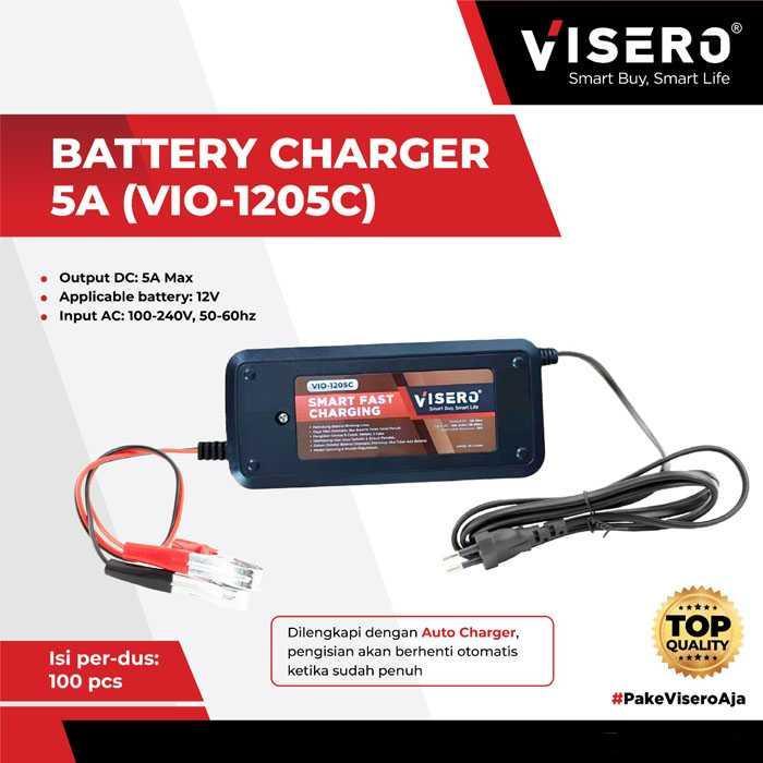 Visero Vio-1205C Battery Charger 5A 12V Charge Accu Cas Aki Baterai